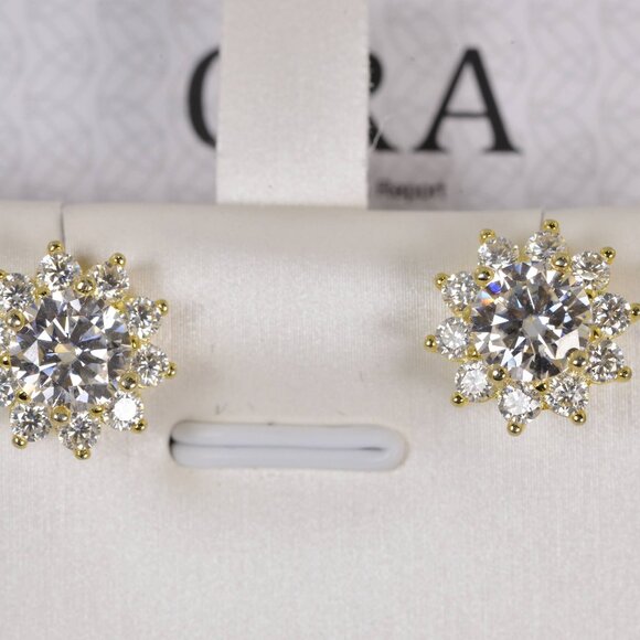 GRA Certified 2.8 CT Sunflower All Moissanite Stud Earrings - Picture 3 of 3